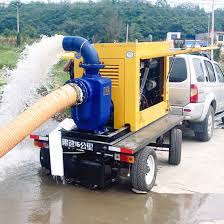 Pompa banjir mobile mudah dipindahkan, produk PT. Dwimitra Media Pratama